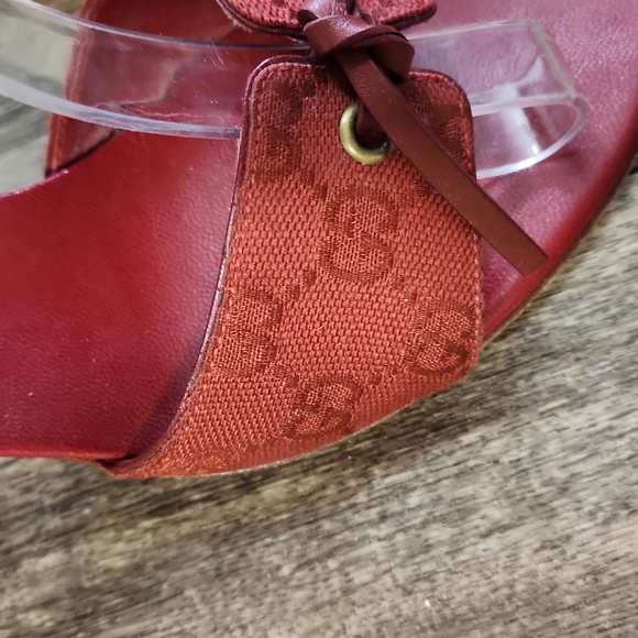 Gucci 'Tess' Original GG Monogram Slip On Heel Red Size 8 1/2 B - Picture 6 of 16